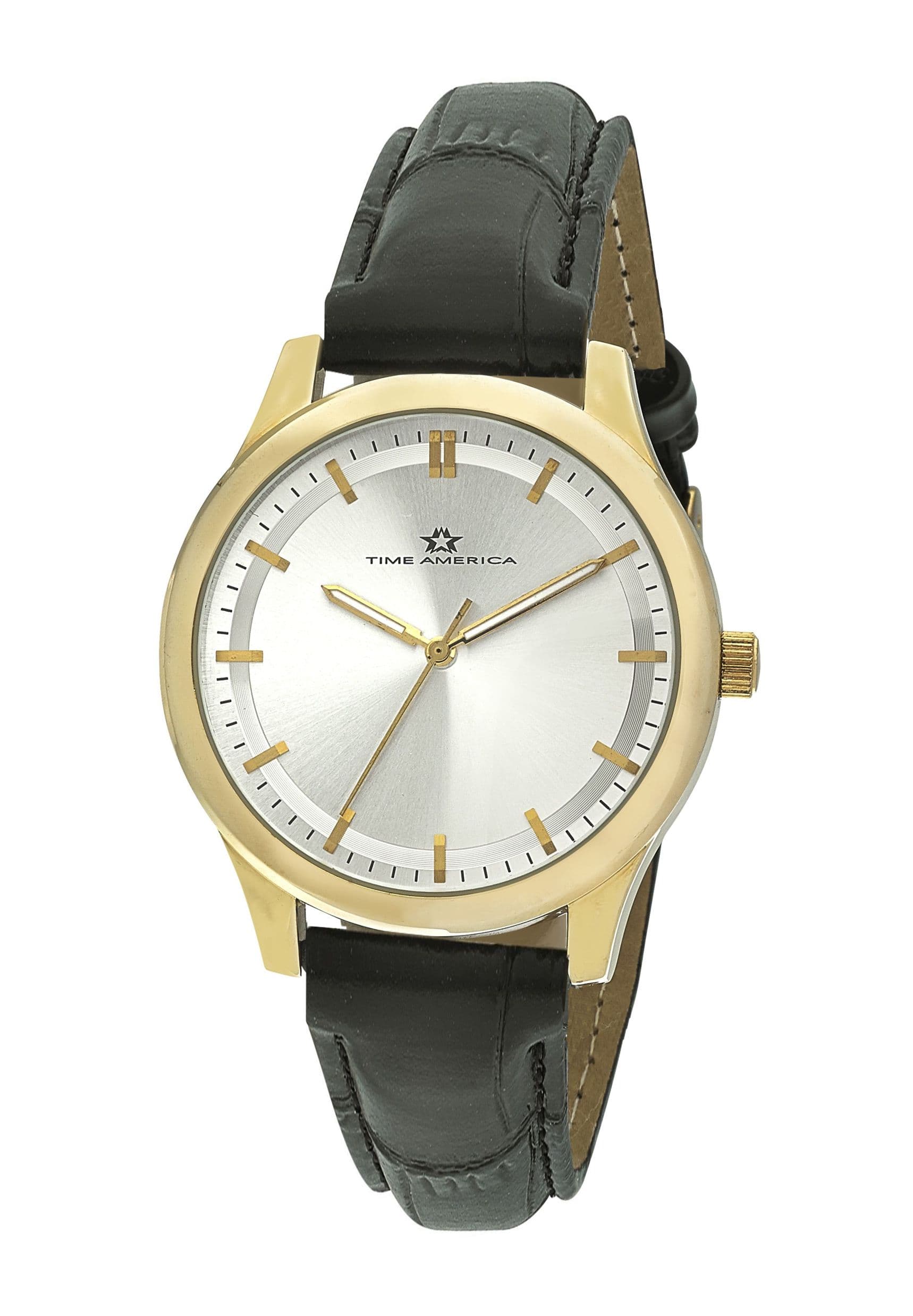 Women's Silver Dial and Black Strap Watch