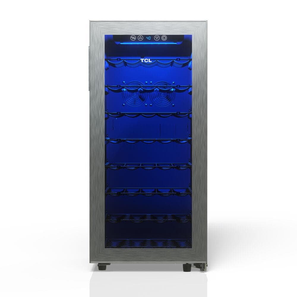 TCL 38 Bottle 3.4 Cu. Ft. Wine Cooler, Low Noise Operation, Digital Controls, LED Lighting, Glass Do