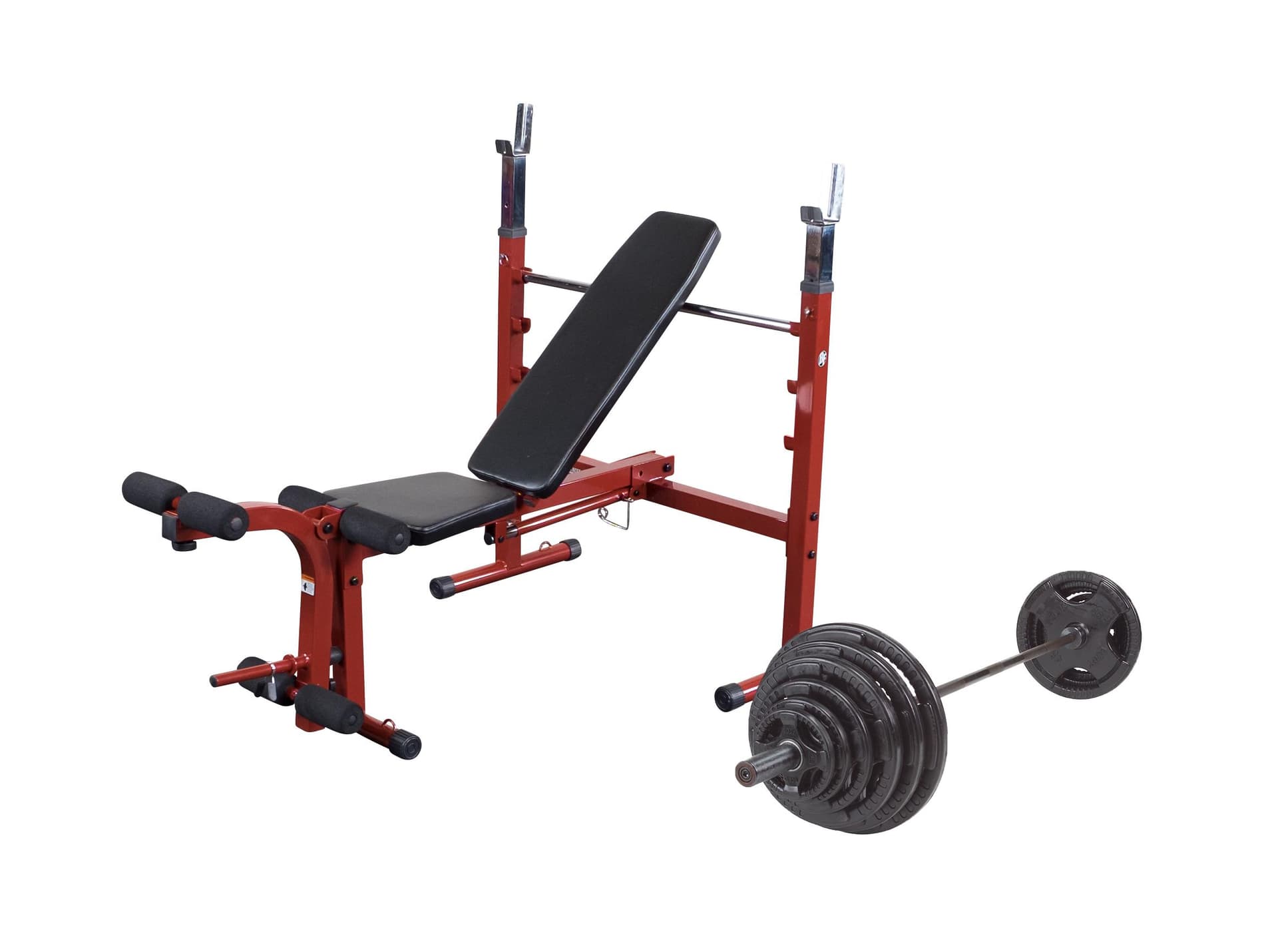 Best Fitness Folding Olympic Bench with 300 lb Olympic Weight Set - Black