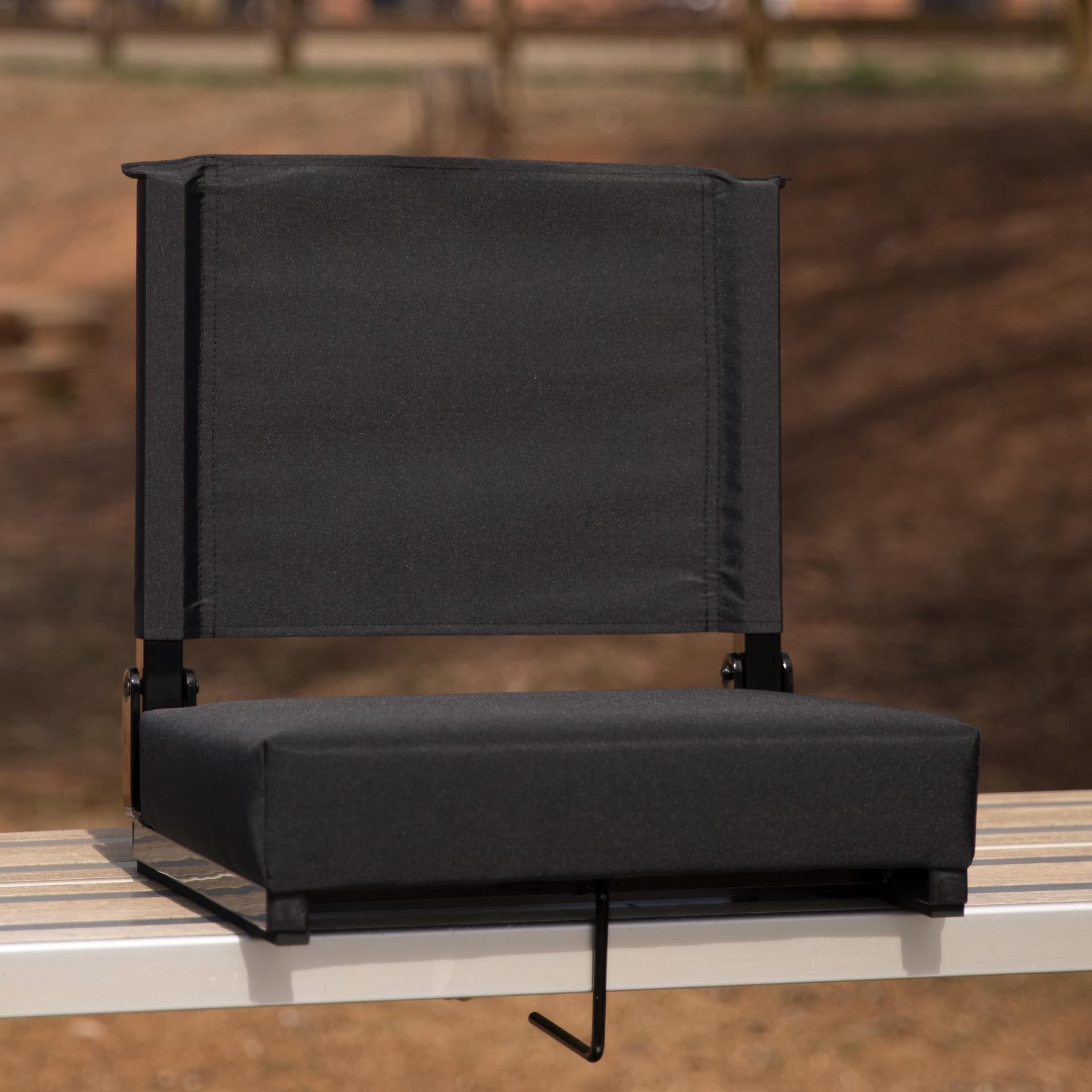 500 lb. Rated Lightweight Stadium Chair-Handle-Padded Seat, Black