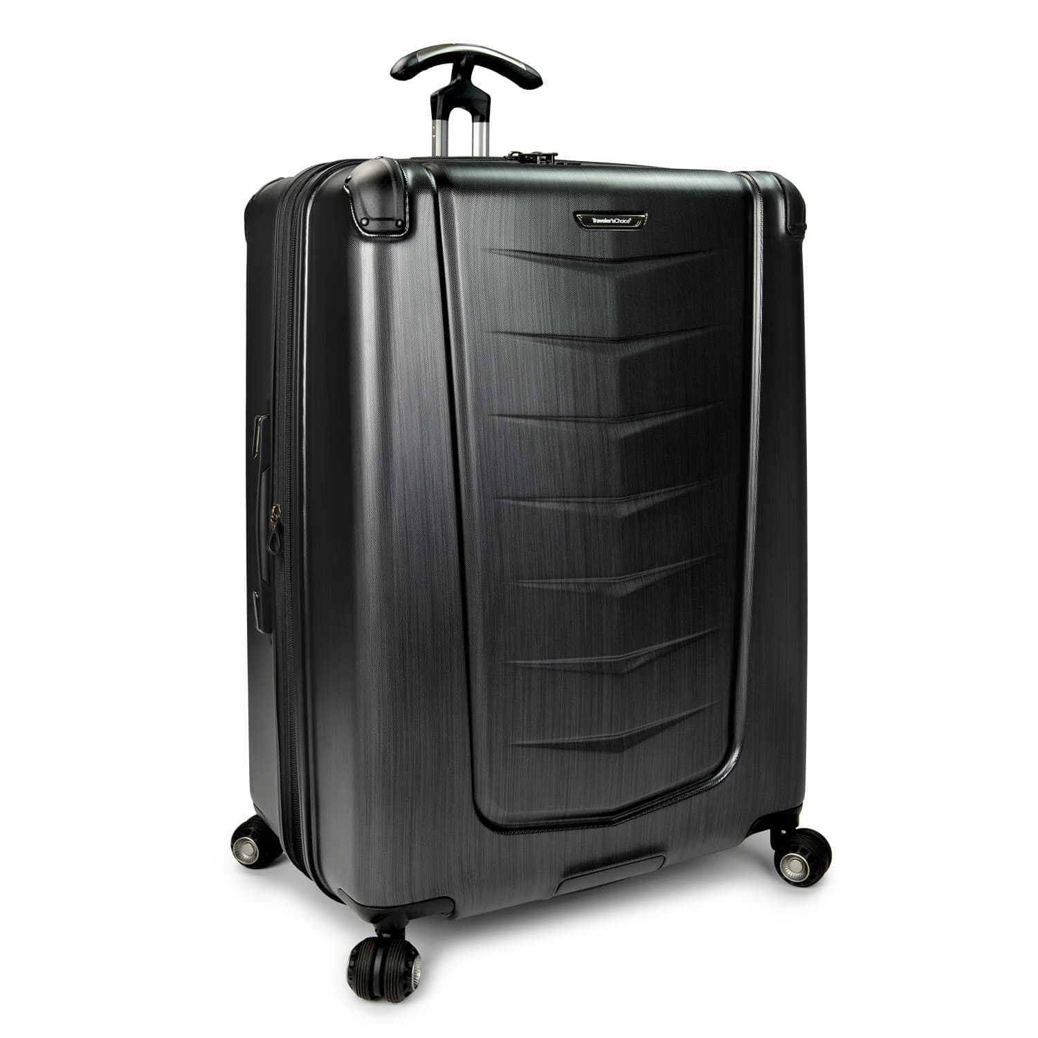 Silverwood 30" Large Checked Polycarbonate Hardside Expandable Spinner Luggage, Brushed Finish