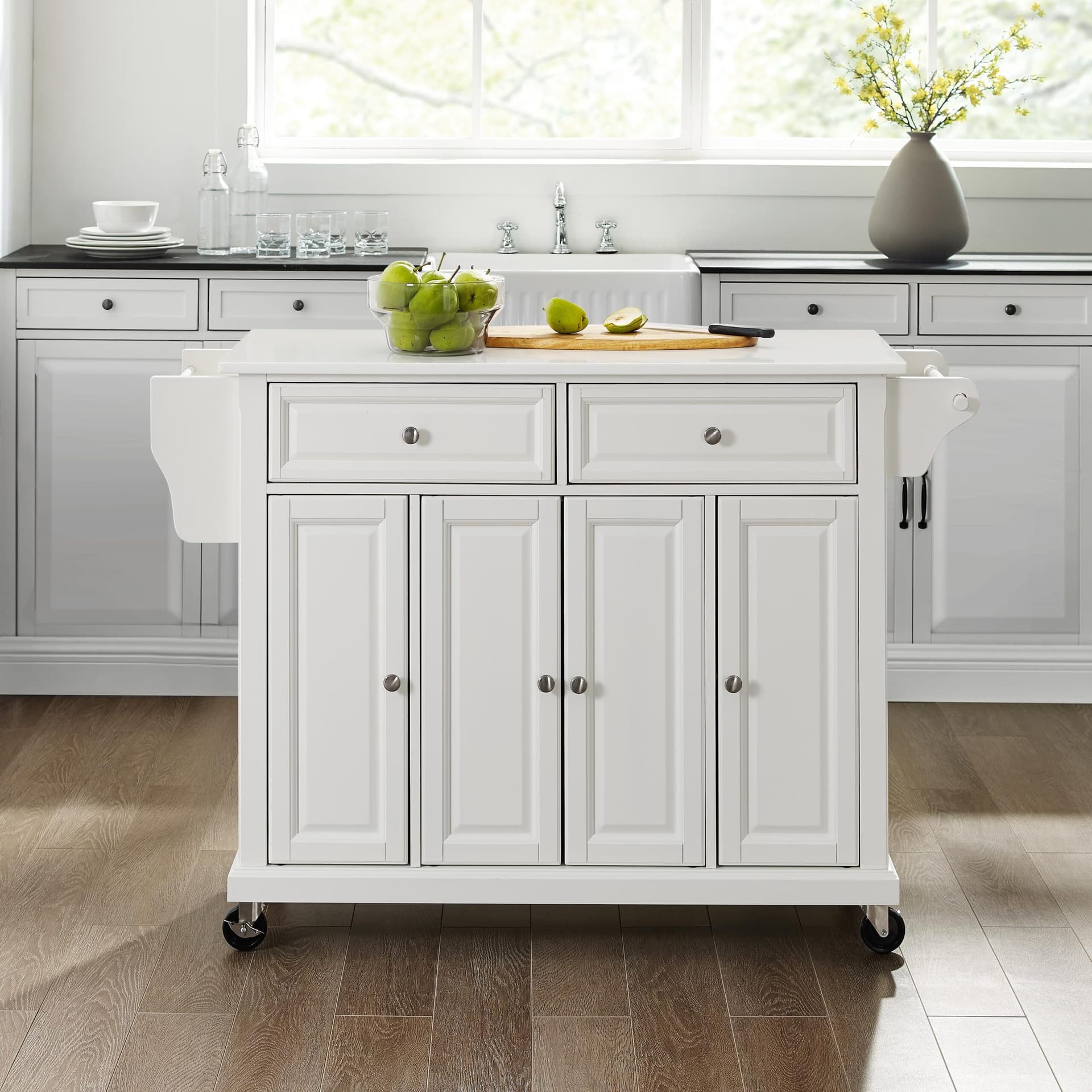 Full Size Stone Top Kitchen Cart