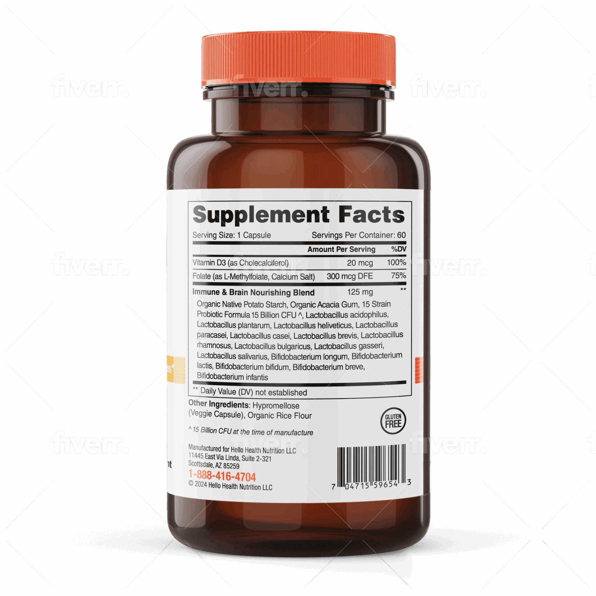 15-in-1 Pre-Probiotics + D3 + Methylfolate capsules - Belly Great
