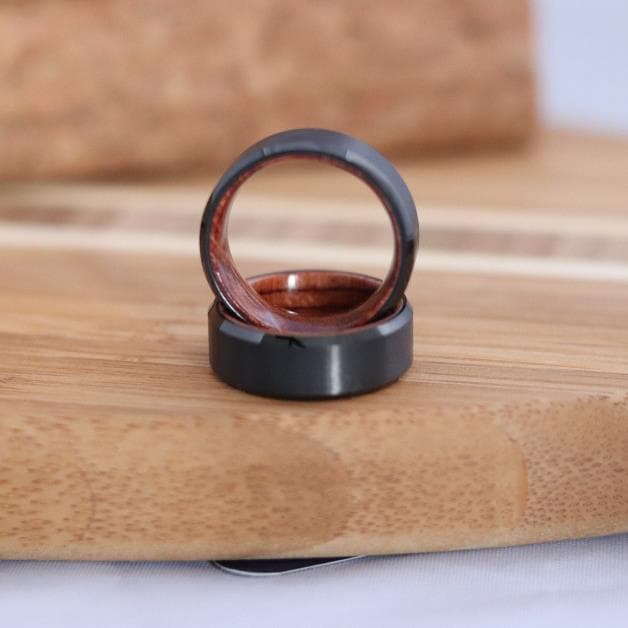 Manhatten - Tungsten & Rosewood Ring Size 13