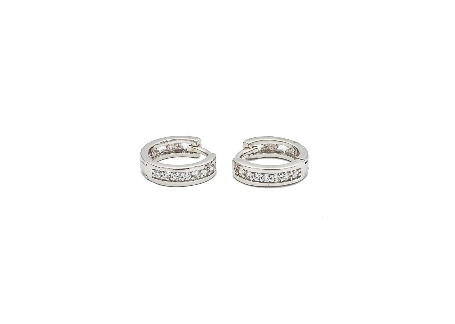 Silver Plated CZ Round Hoop Earrings