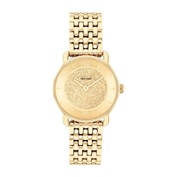 Ladies' Elliot Gold-Tone Stainless Steel Watch Gold Glitter Dial