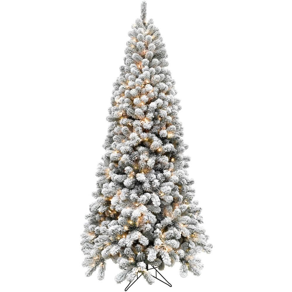 12-Ft. Flocked Alaskan Pine Christmas Tree with White Incandescent Smart Lights