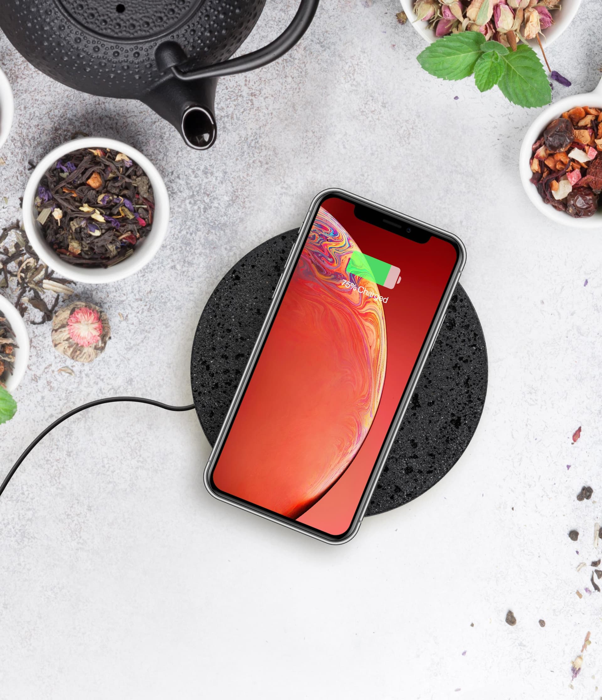 Wireless 10W Qi Charging Stone in Lava