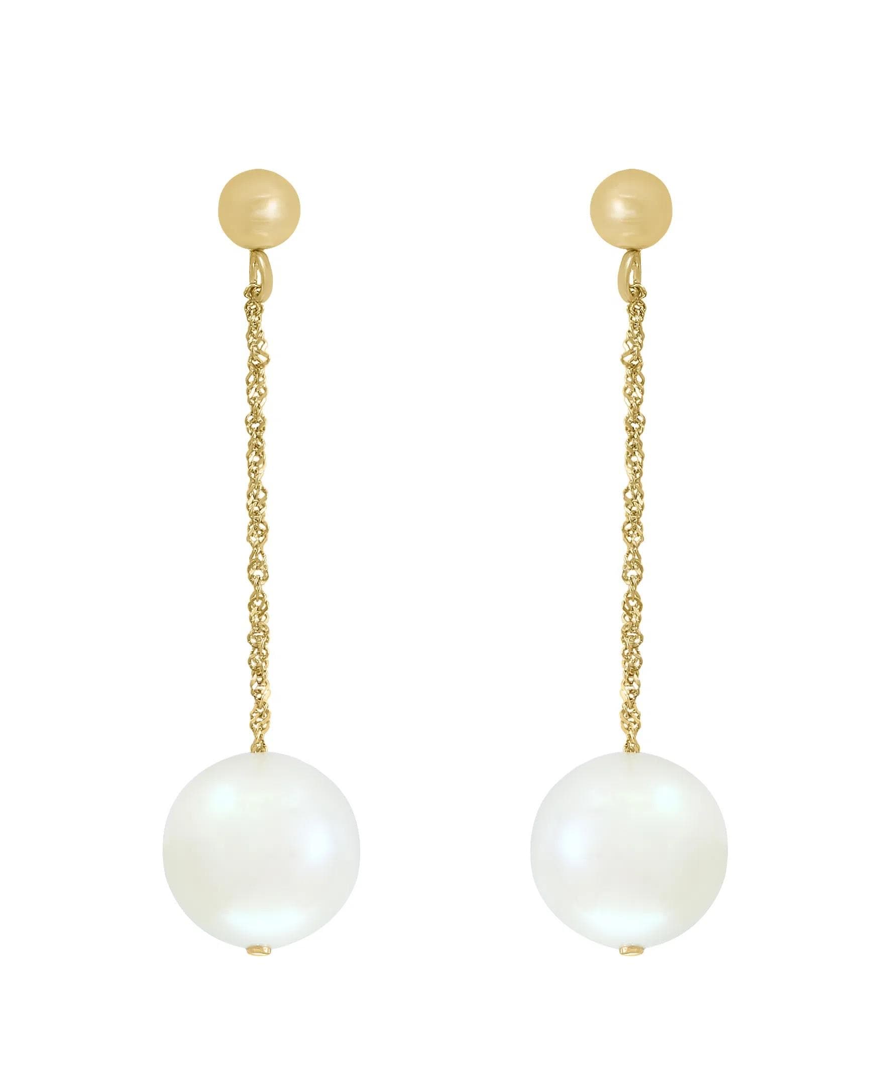 LALI Jewels 14K Yellow Gold White Fresh Water Pearl Earring