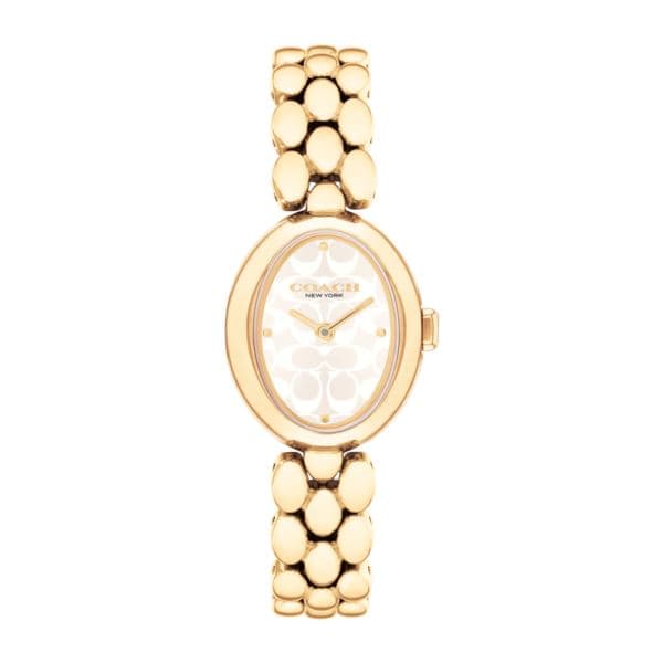 Ladies' Sammy Oval Gold-Tone Stainless Steel Watch Silver White "C" Dial