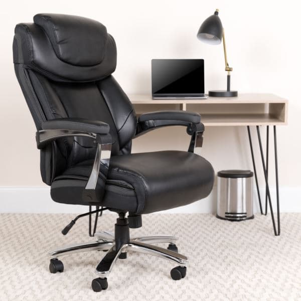 Big & Tall 500 lb. Rated Brown LeatherSoft Ergonomic Chair w/Adjustable Headrest