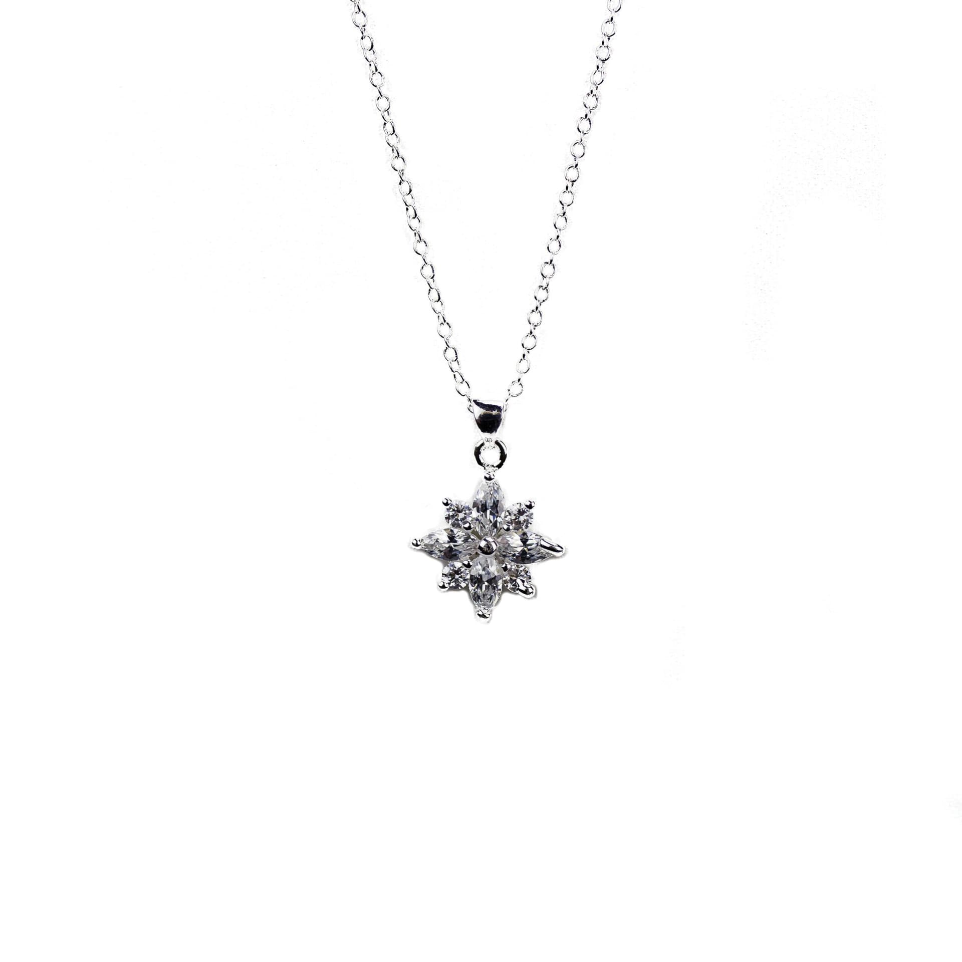 Crystal Flower Pendant Necklace