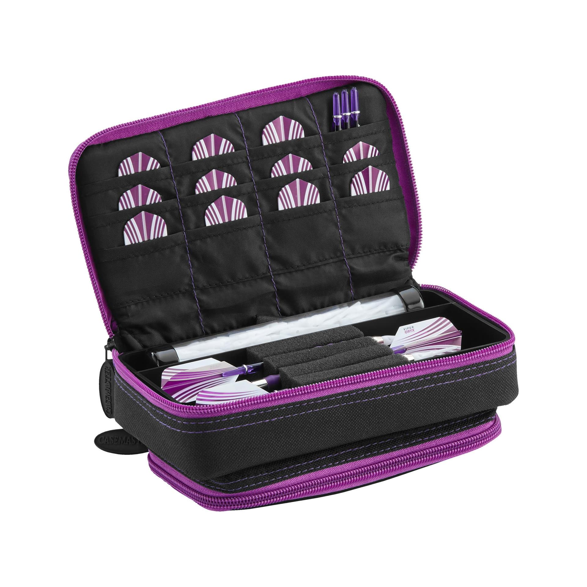 Casemaster Plazma Plus Dart Case Black with Amethyst Zipper and Phone Pocket