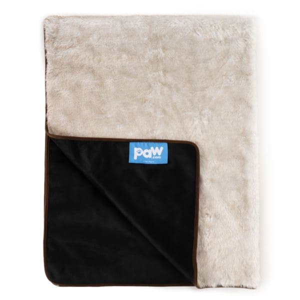 PAW PupProtector Cool Comfort Waterproof Throw Blanket - White w/Brown Accents - Original