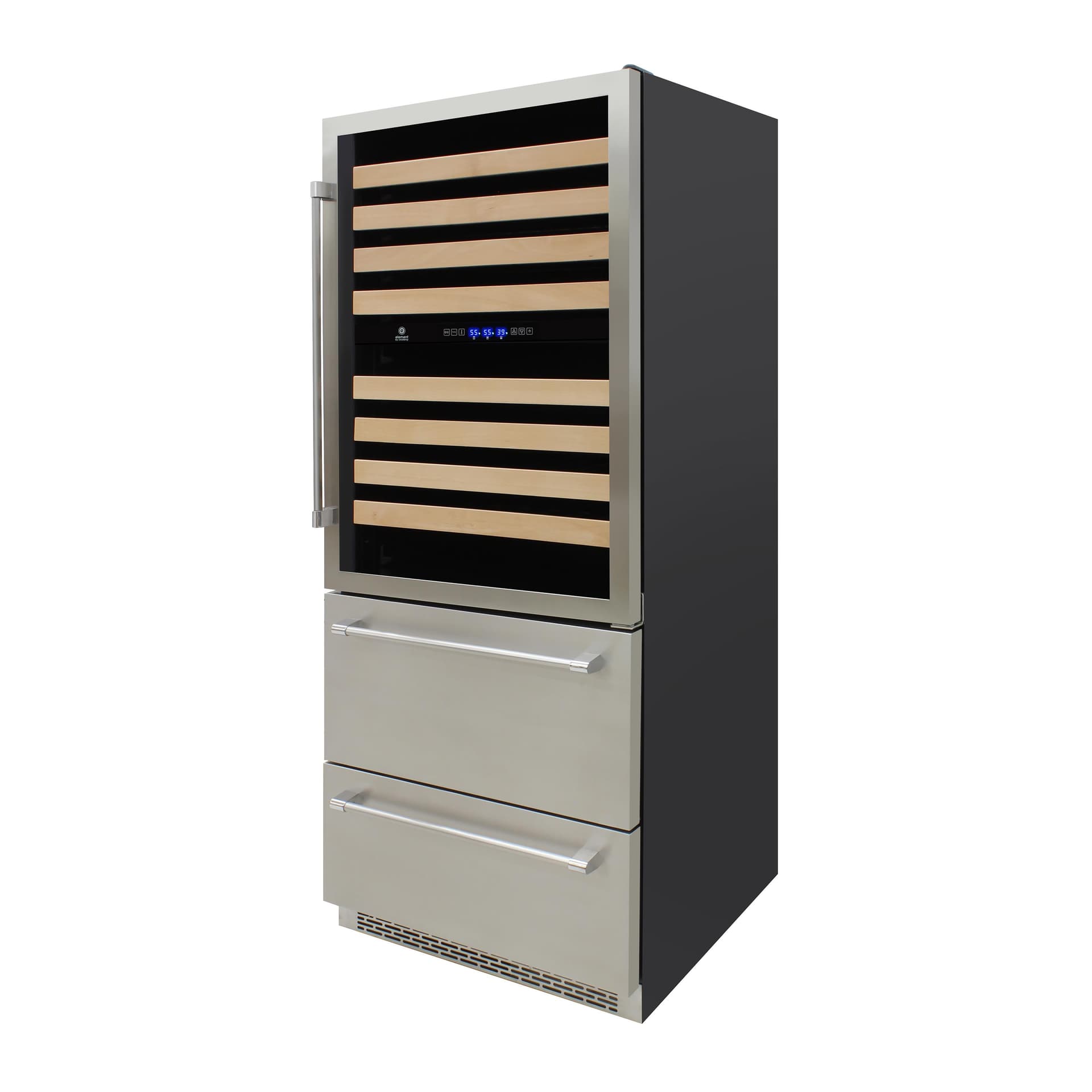 Vinotemp - 135-Bottle Triple-Zone Wine Cooler w/2 Bottom Drawers - Stainless