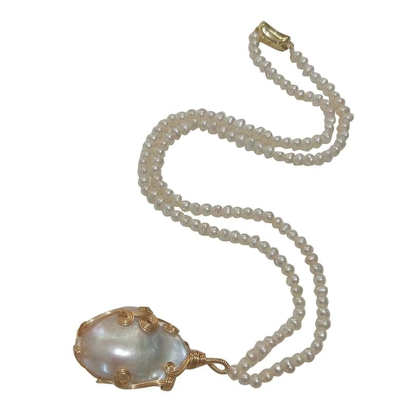Latonia Cabella Luxury Pearl Stone Fireball Baroque Necklace