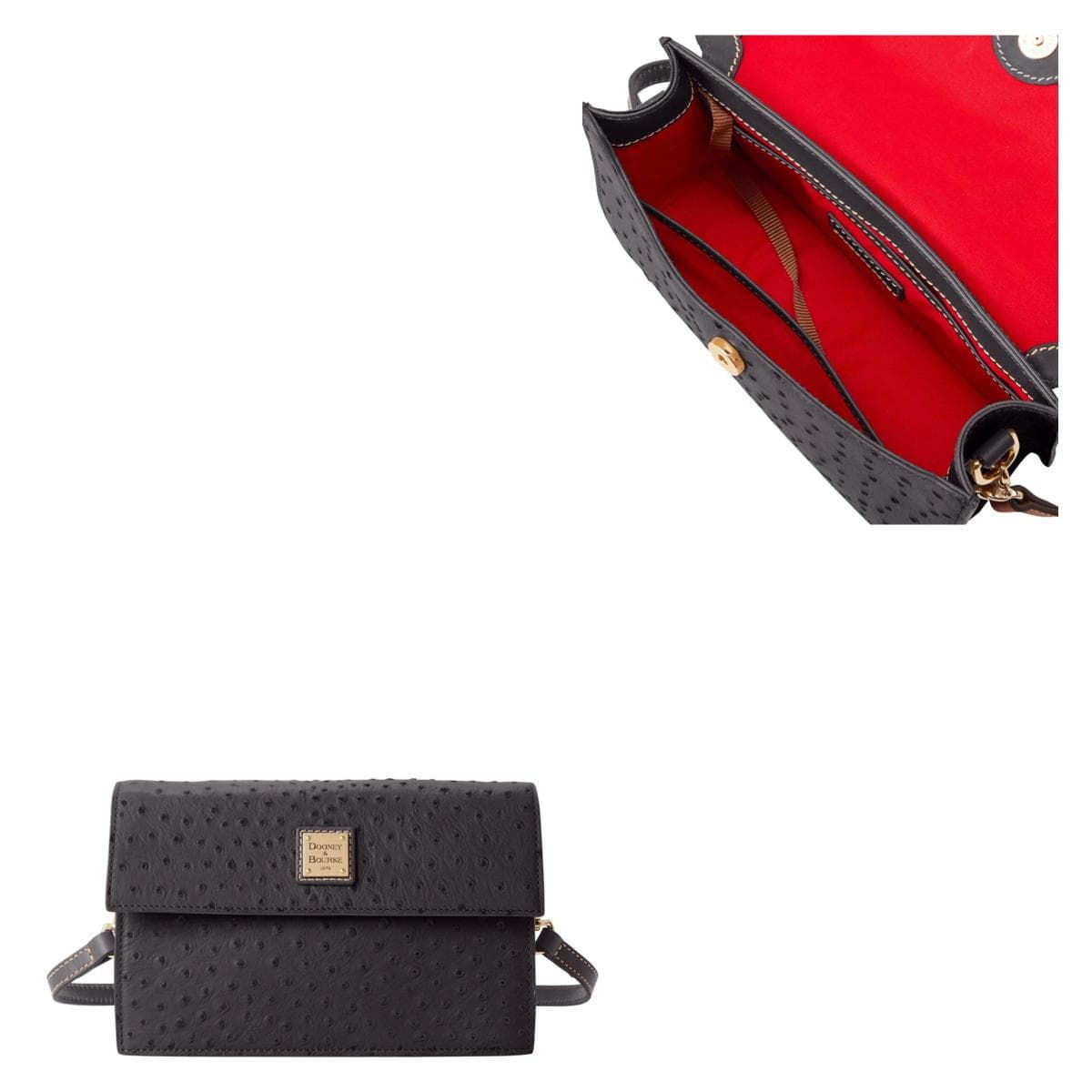 Ostrich East West Flap Shoulder Bag