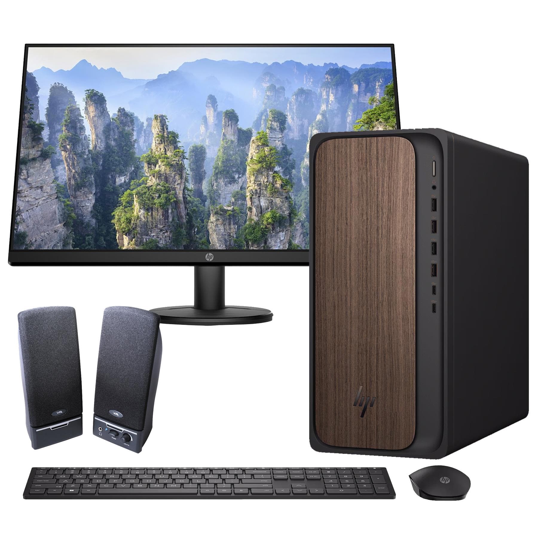 OmniDesk Desktop AI Computer + 27" Monitor and speakers