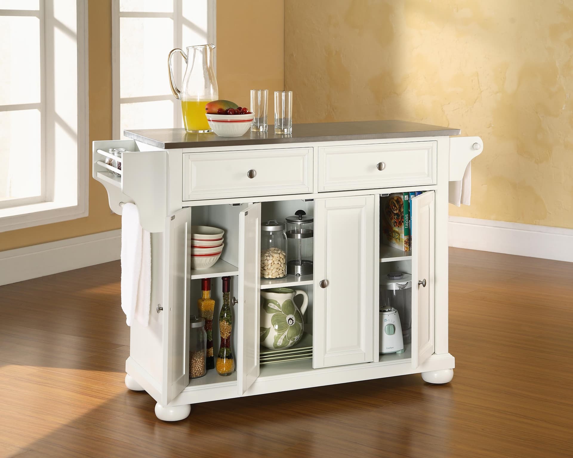 Alexandria Stainless Steel Top Full Size Kitchen Island/Cart