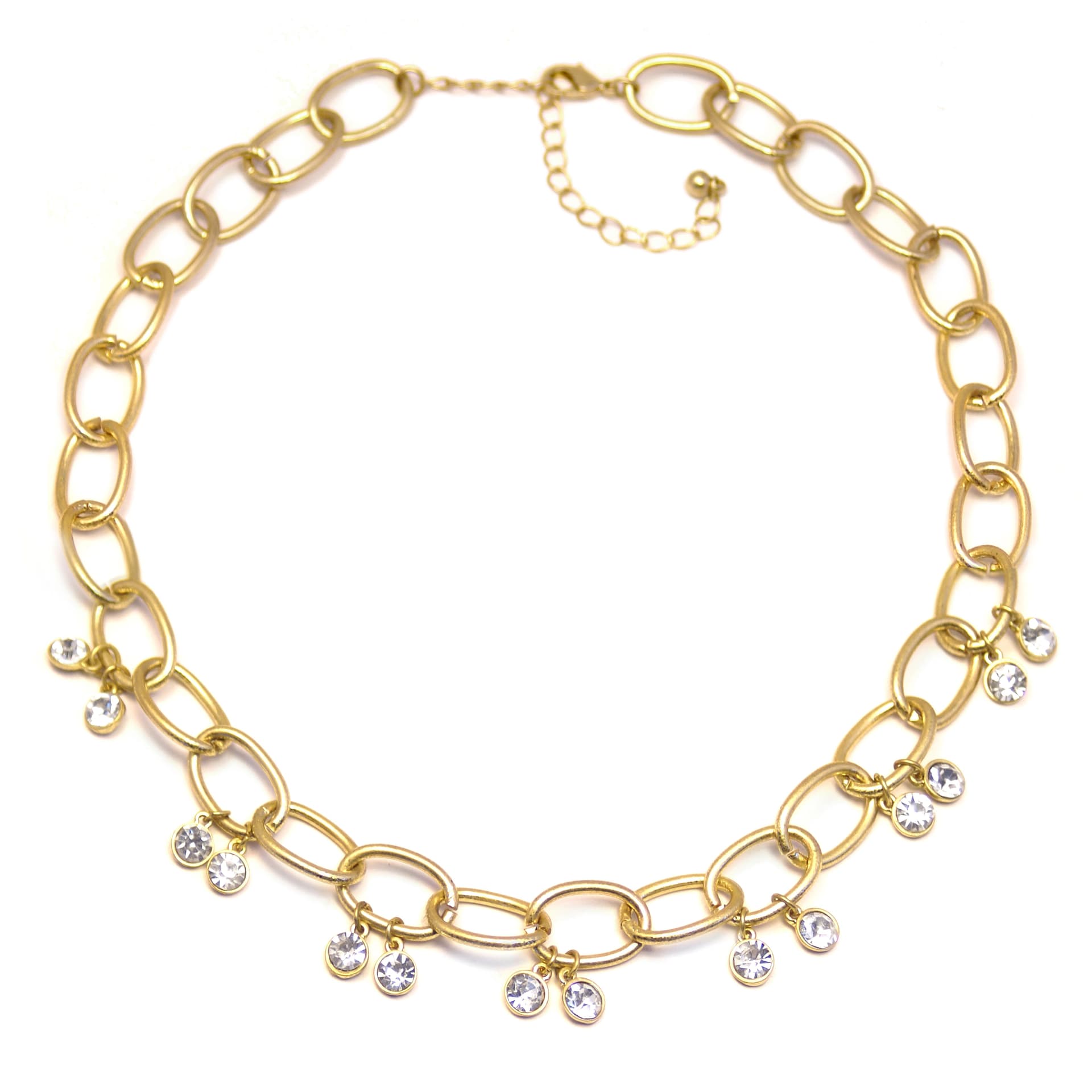 Bountiful Gold Link Necklace with Crystals