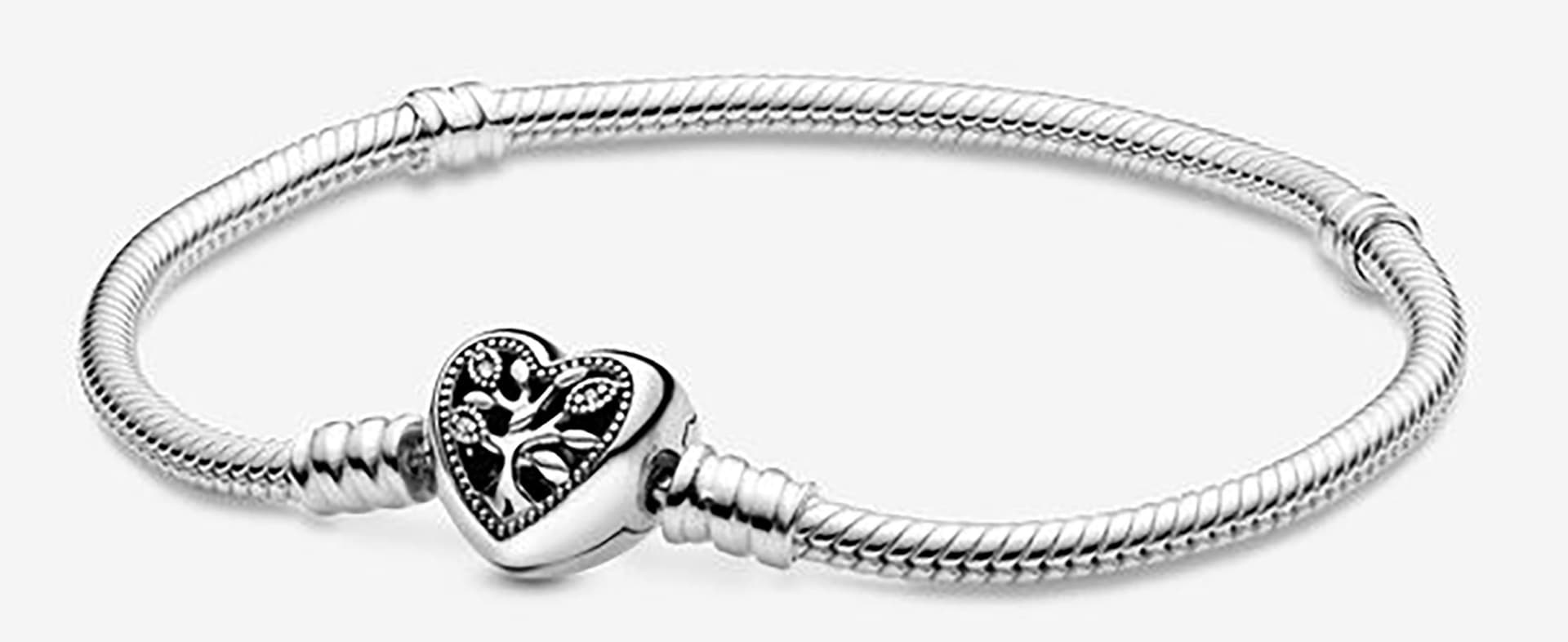 Family Tree Heart Clasp Bracelet Size 7.5"