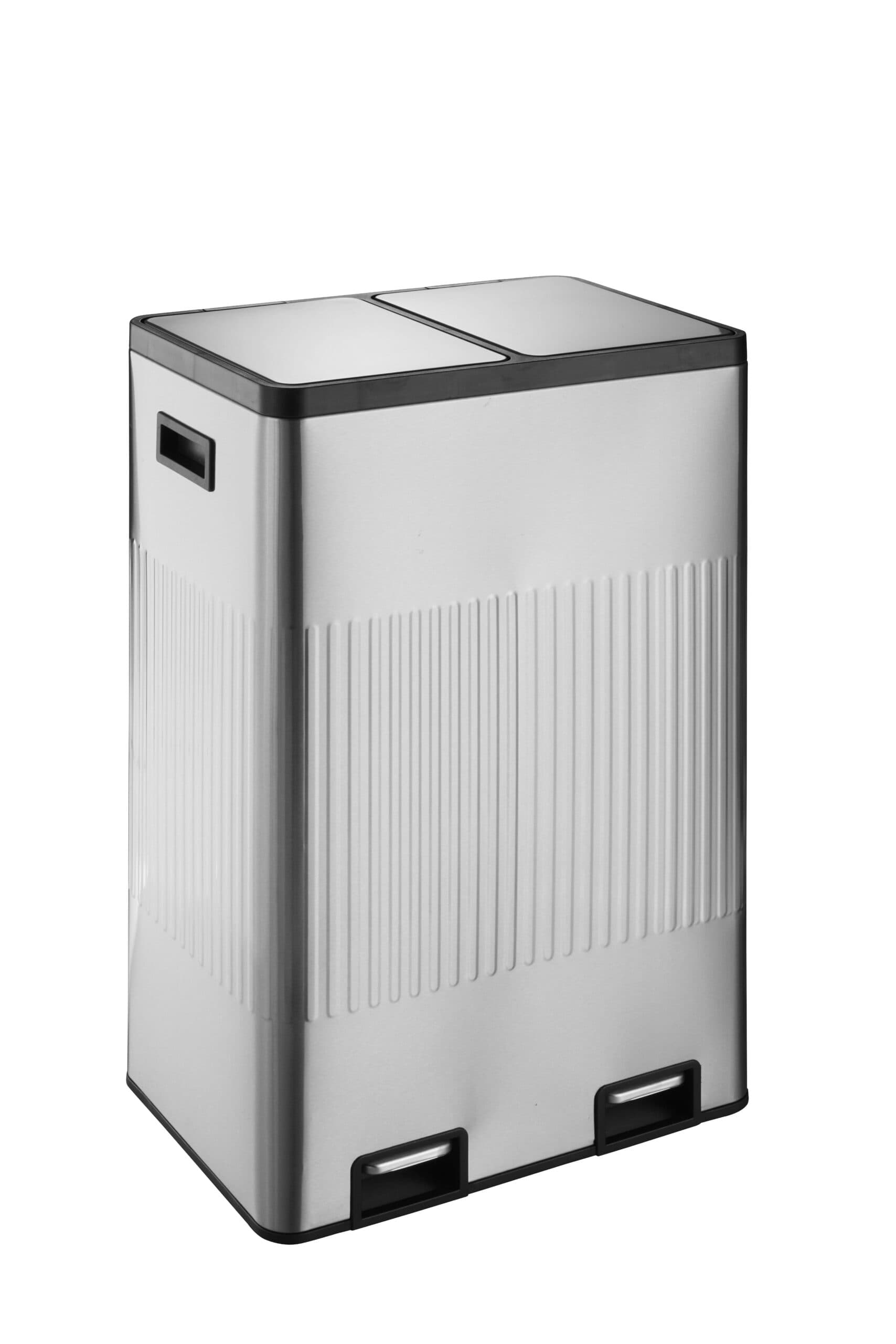 60L Dual Compartment Trash Can w/Handfree Pedal - Stainless Steel