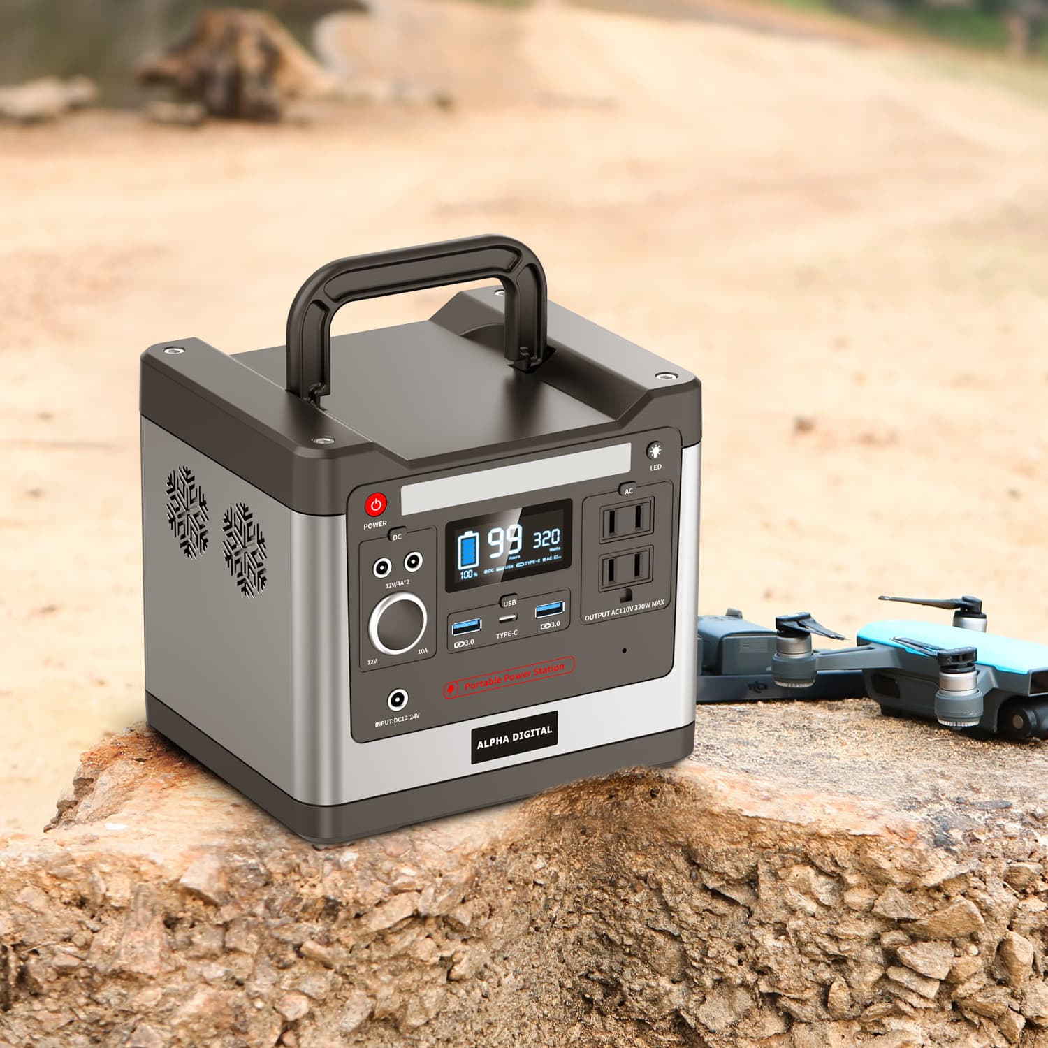 320W Portable Power Station, 298Wh/93120mAh, For Outdoors, Emergencies, Backup Power Backup, Campouts, Flashlight, Various Charging Ports/Outlets