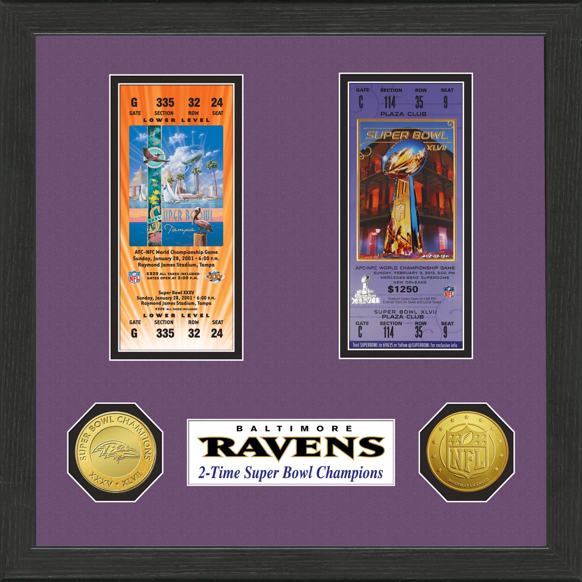 Baltimore Ravens SB Championship Ticket Collection