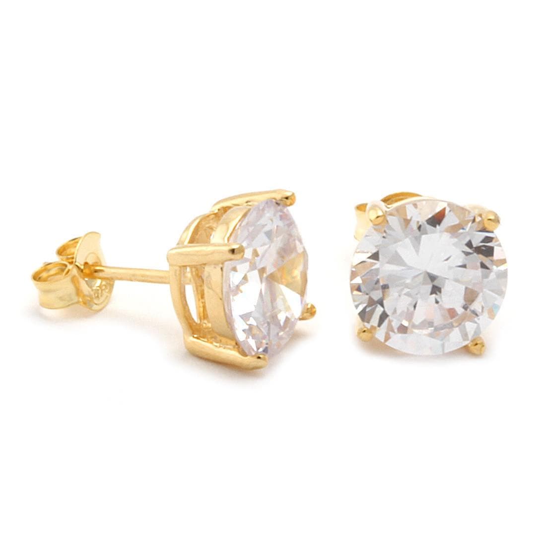 1/2 Ct. AAA CZ Full Faceted Gold Plated Earrings