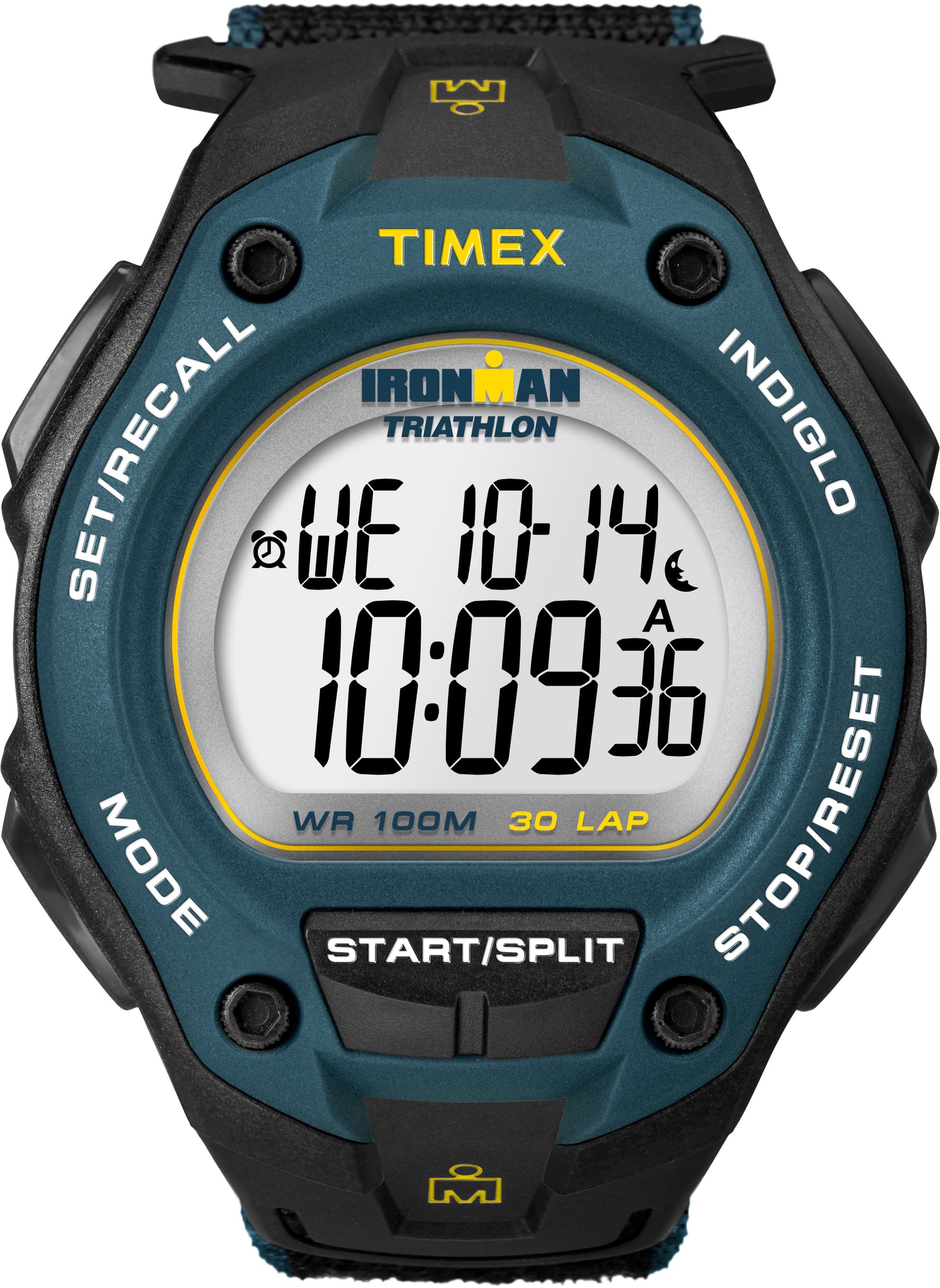 Men's Ironman Traditional 30-Lap Oversize Black/Blue Fast Wrap Strap Watch