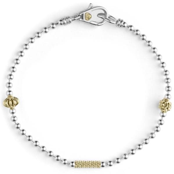 Two-Tone Caviar Beaded Bracelet Size 6