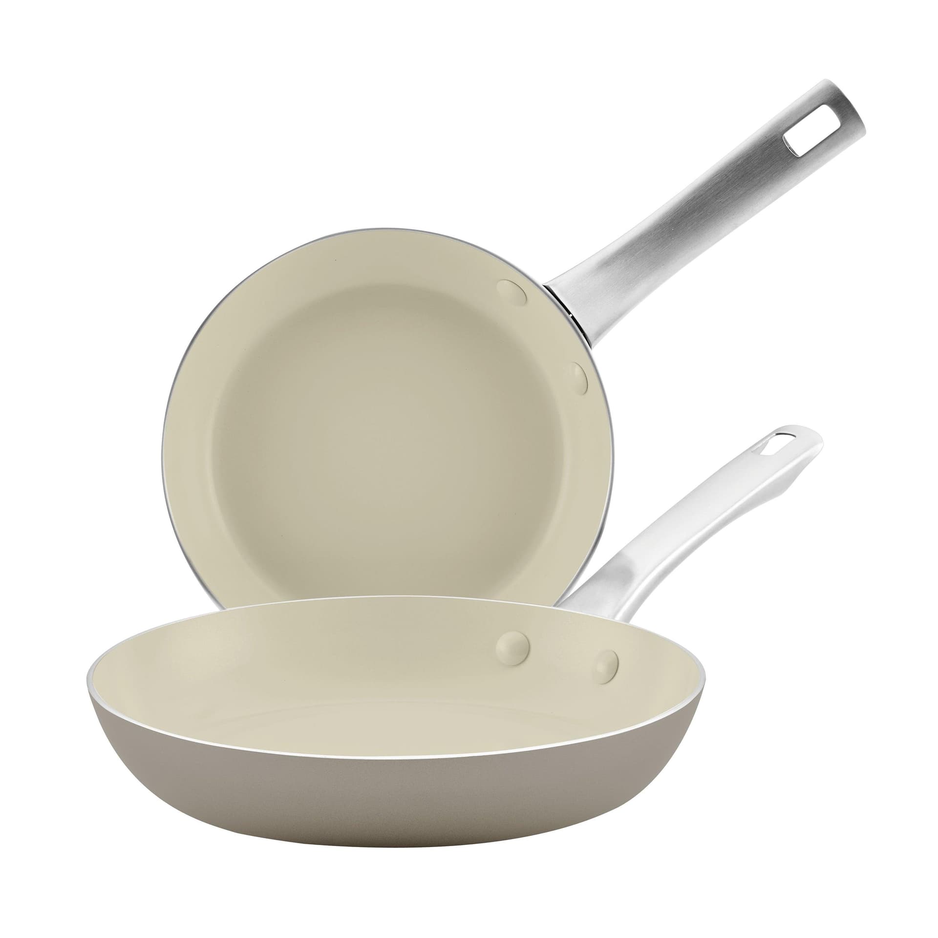 2pc Vibrance Ceramic Nonstick Fry Pan Set Champagne