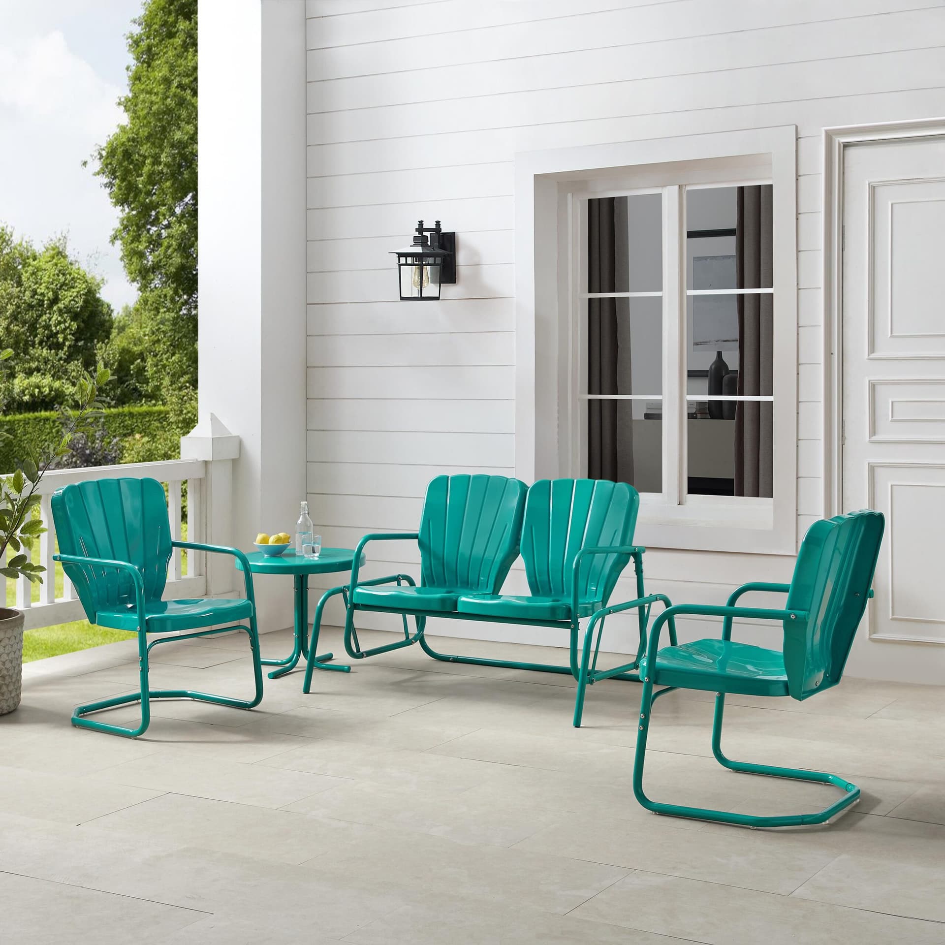 Ridgeland 4Pc Retro Outdoor Loveseat Glider Patio Set