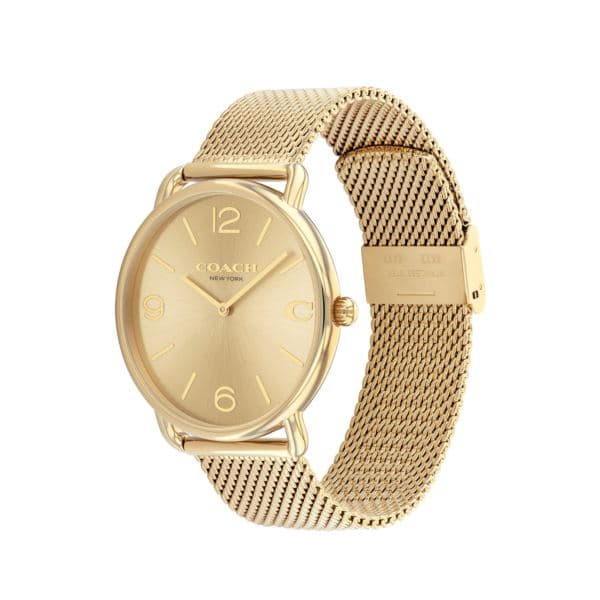 Men's Elliot Gold-Tone Stainless Steel Mesh Watch Gold Dial