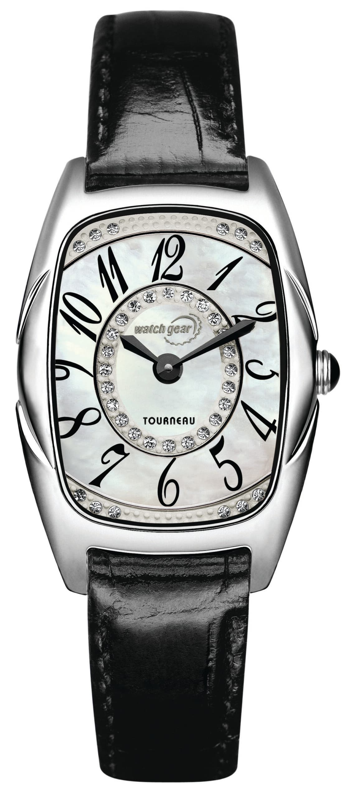 Ladies 26x38mm Watch with Black Leather Strap