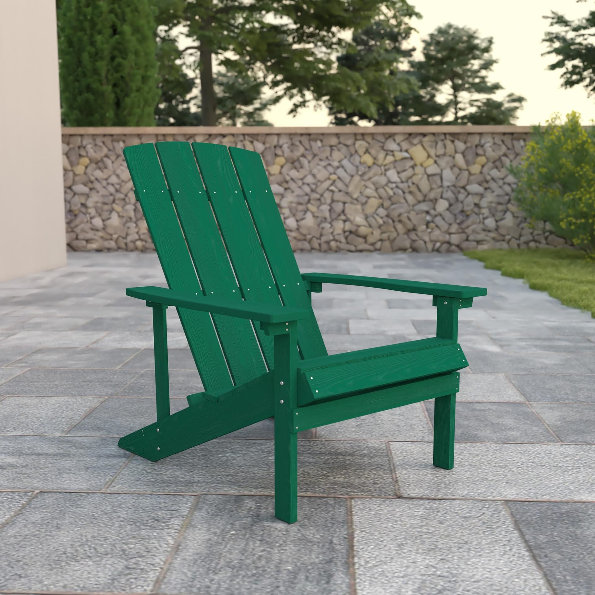 Outdoor Green All-Weather Poly Resin Wood Adirondack Chair