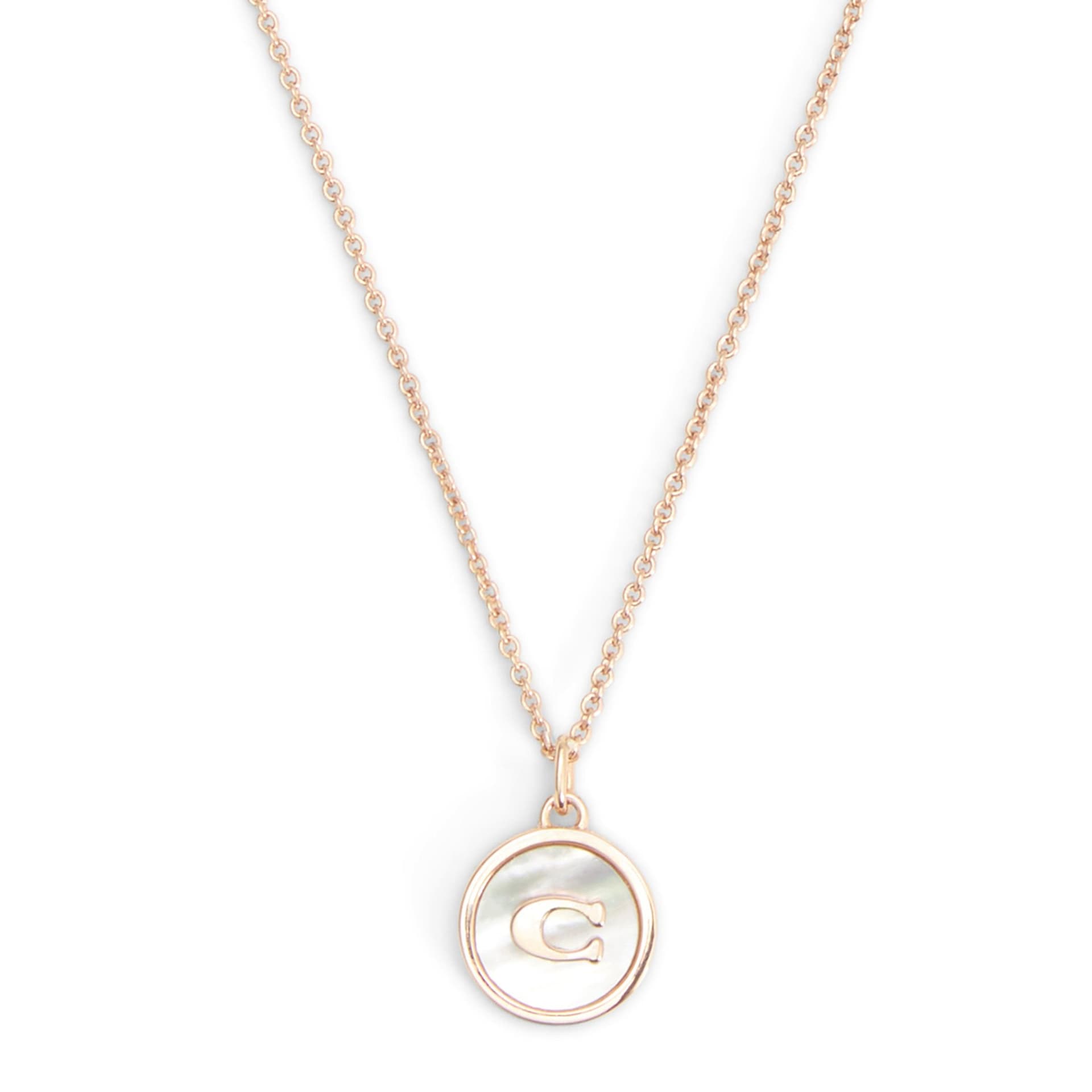 Mother of Pearl Coin Pendant - Cream/Rose Gold