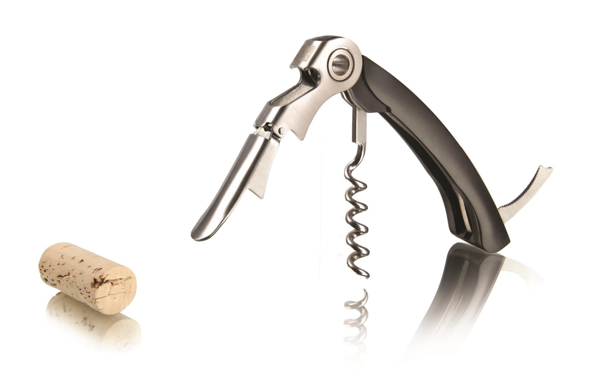 Vacu Vin Waiter's Corkscrew Dual Hinge w/ Bottle Opener & Foil Cutter - Black
