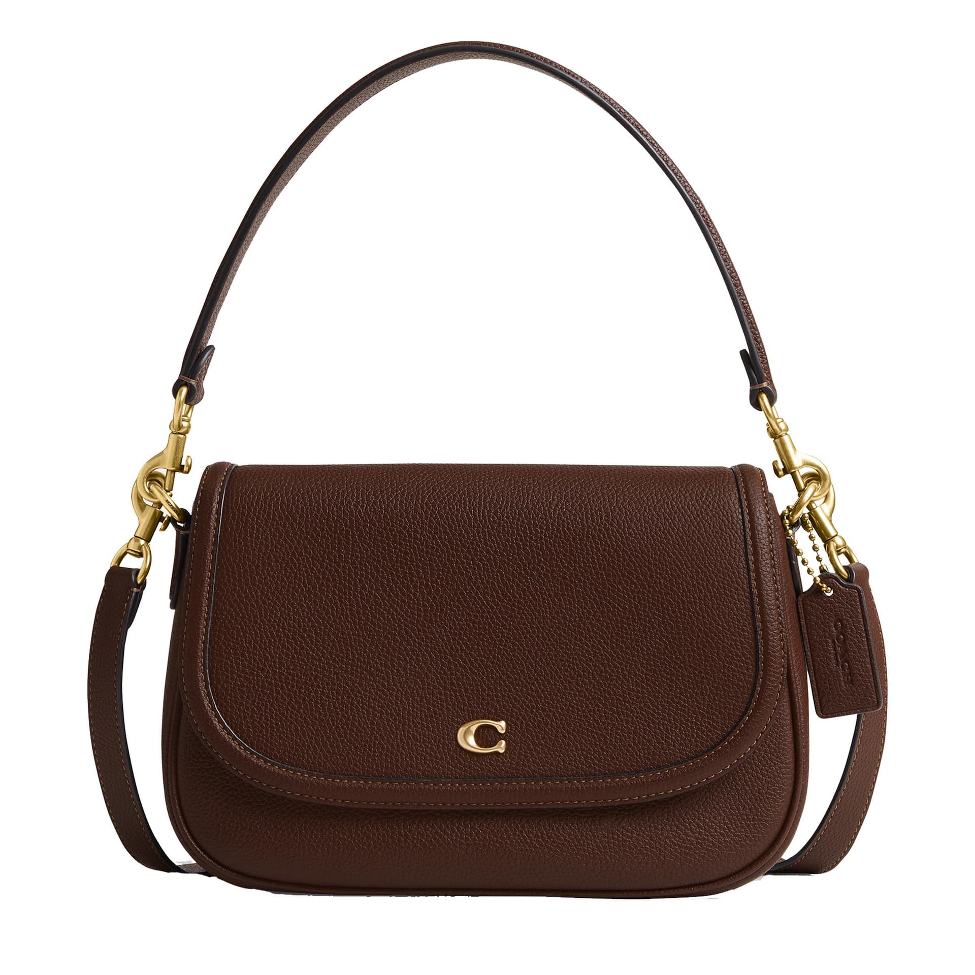 Refined Pebble Leather Legacy Shoulder Bag - Maple/Brass