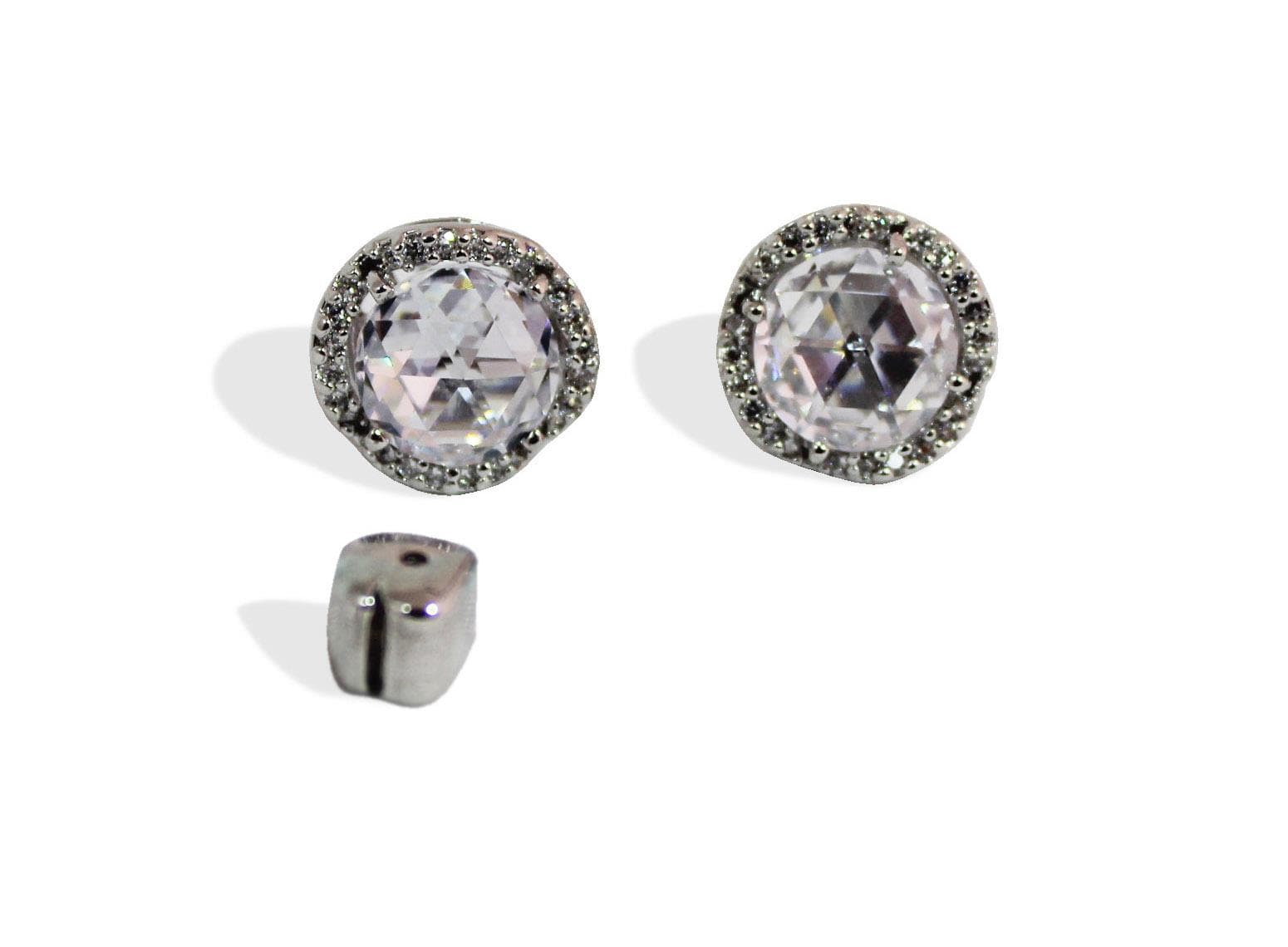 That Sparkle Pave Round Large Studs - Clear, Silver