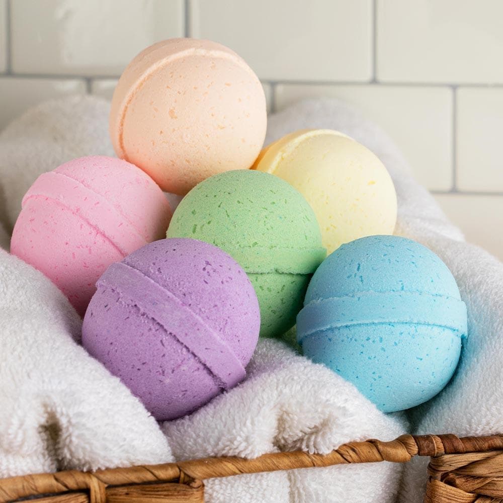 6 Pack Bath Bomb Set - Lavender, Eucalyptus, Peppermint, Orange, Lemongrass, Grapefruit