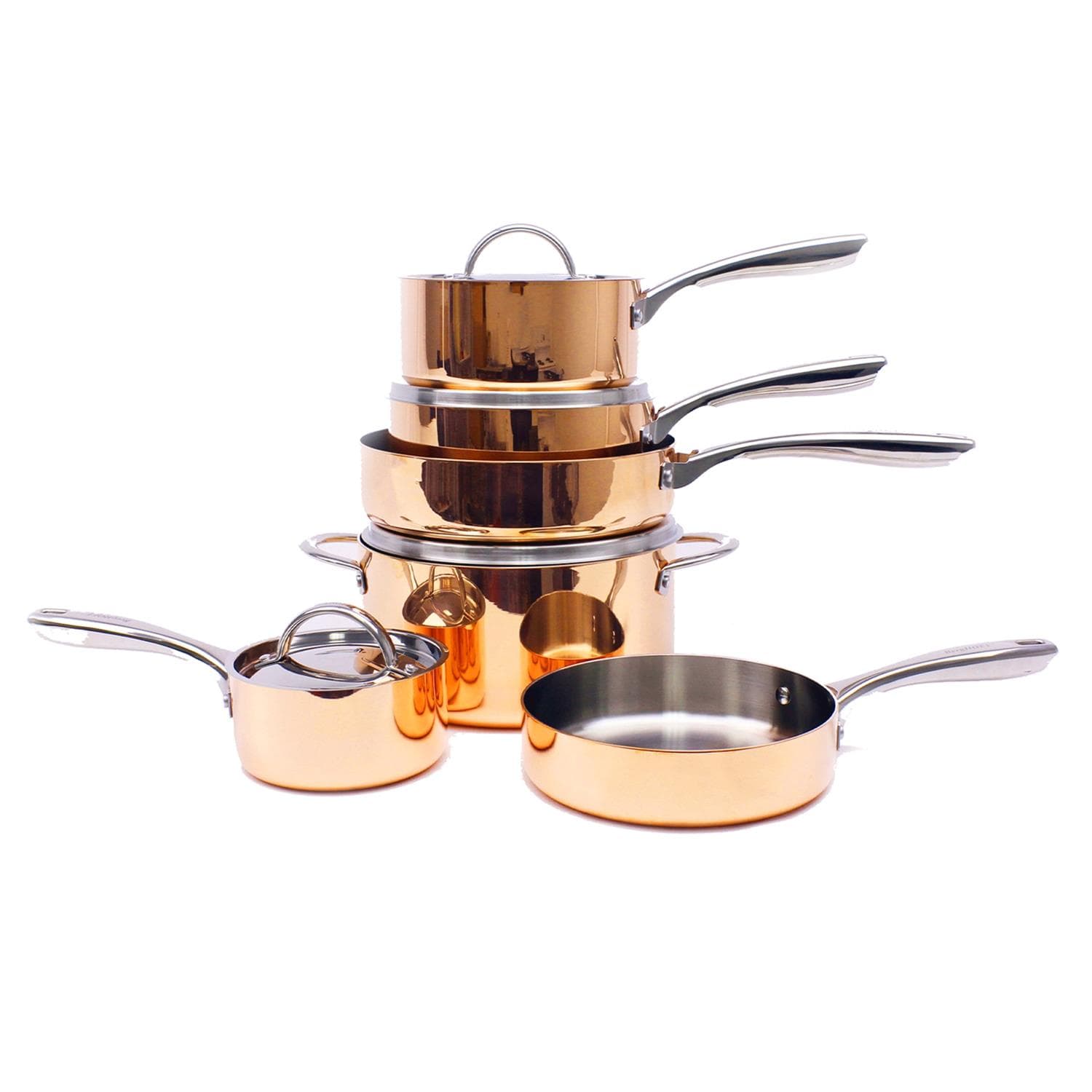 Vintage 4pc Tri-Ply Copper Cookware Set with Lids, Polished