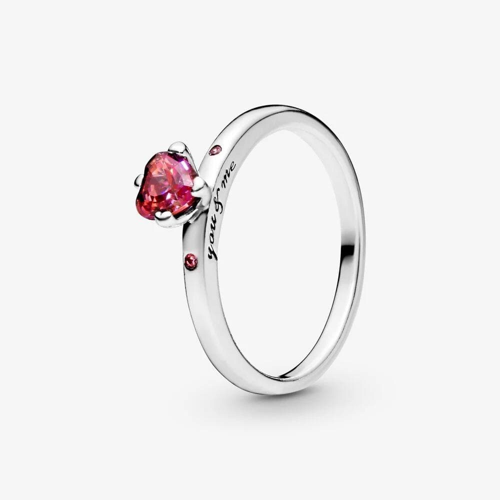 Sparkling Red Heart Ring Size 7