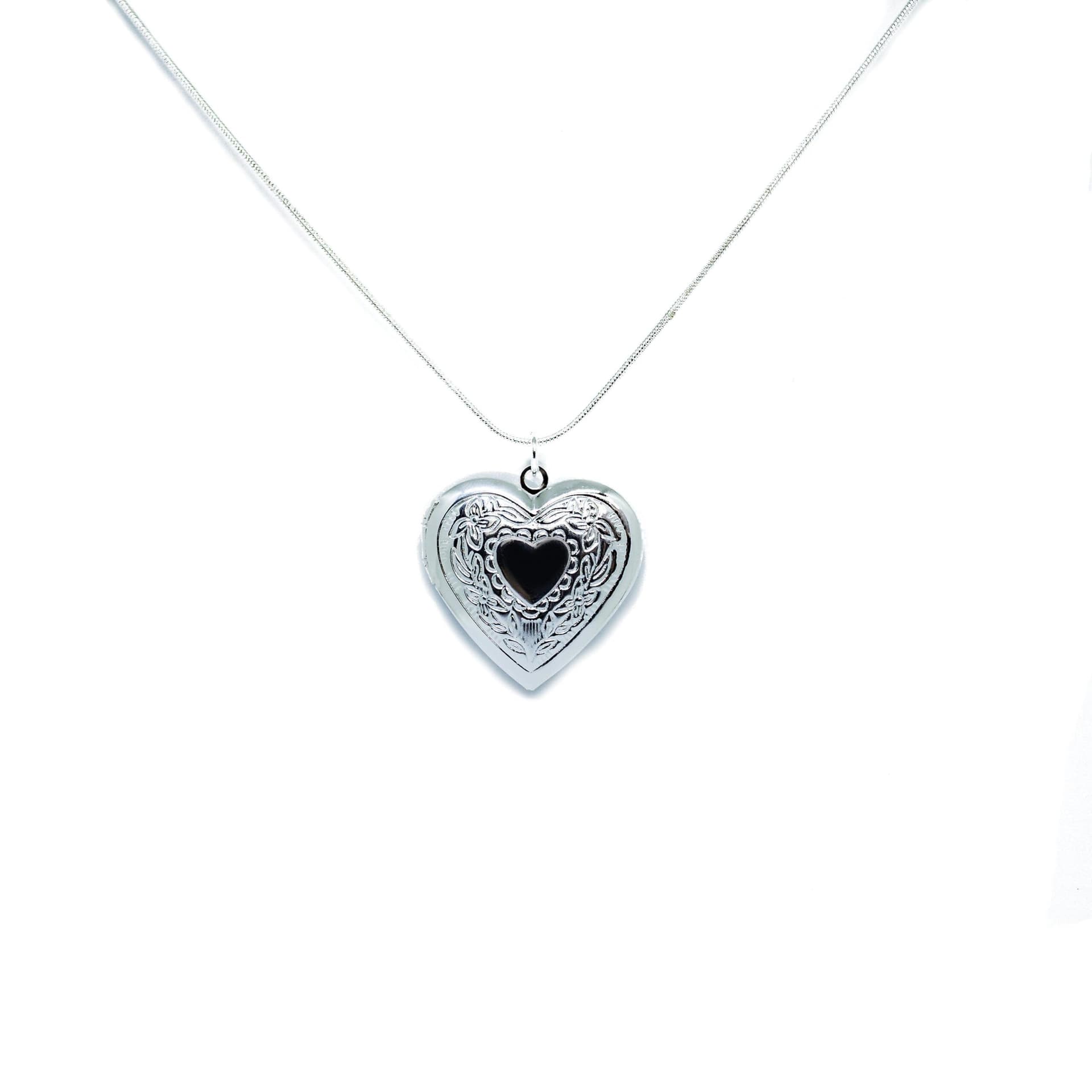 Engraved Heart Locket Necklace