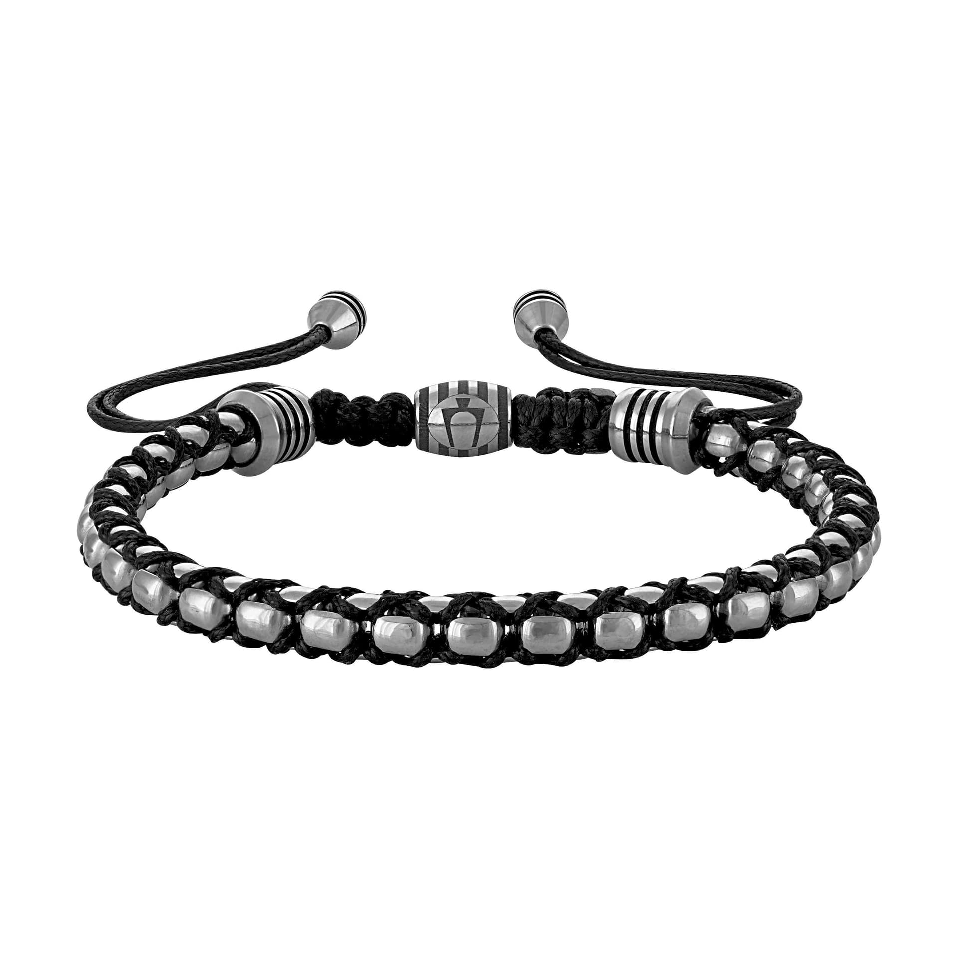 Icon Silver-Tone & Black Cord Bolo Bracelet