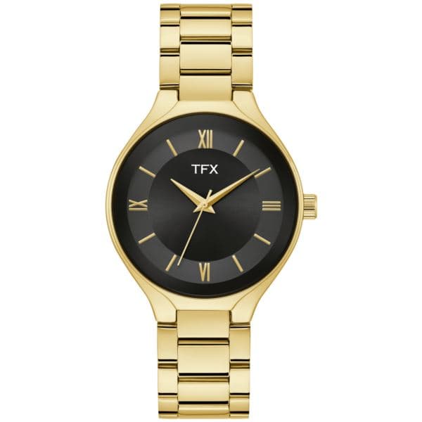 Men's TFX Gold-Tone Stainless Steel Watch Black Dial