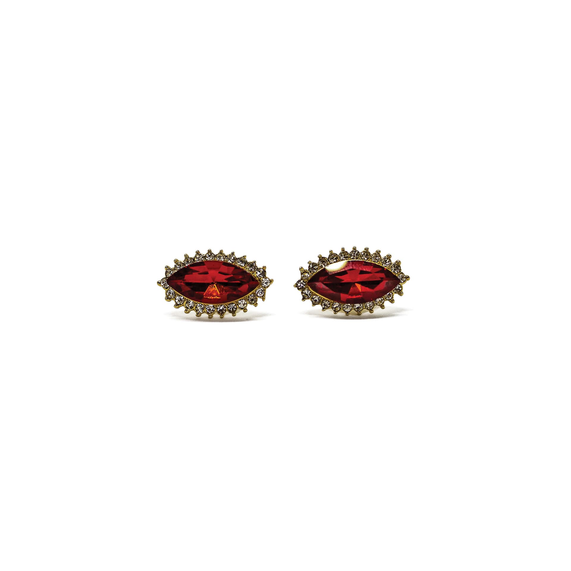 Red Marquise Cut Rhinestone Earrings