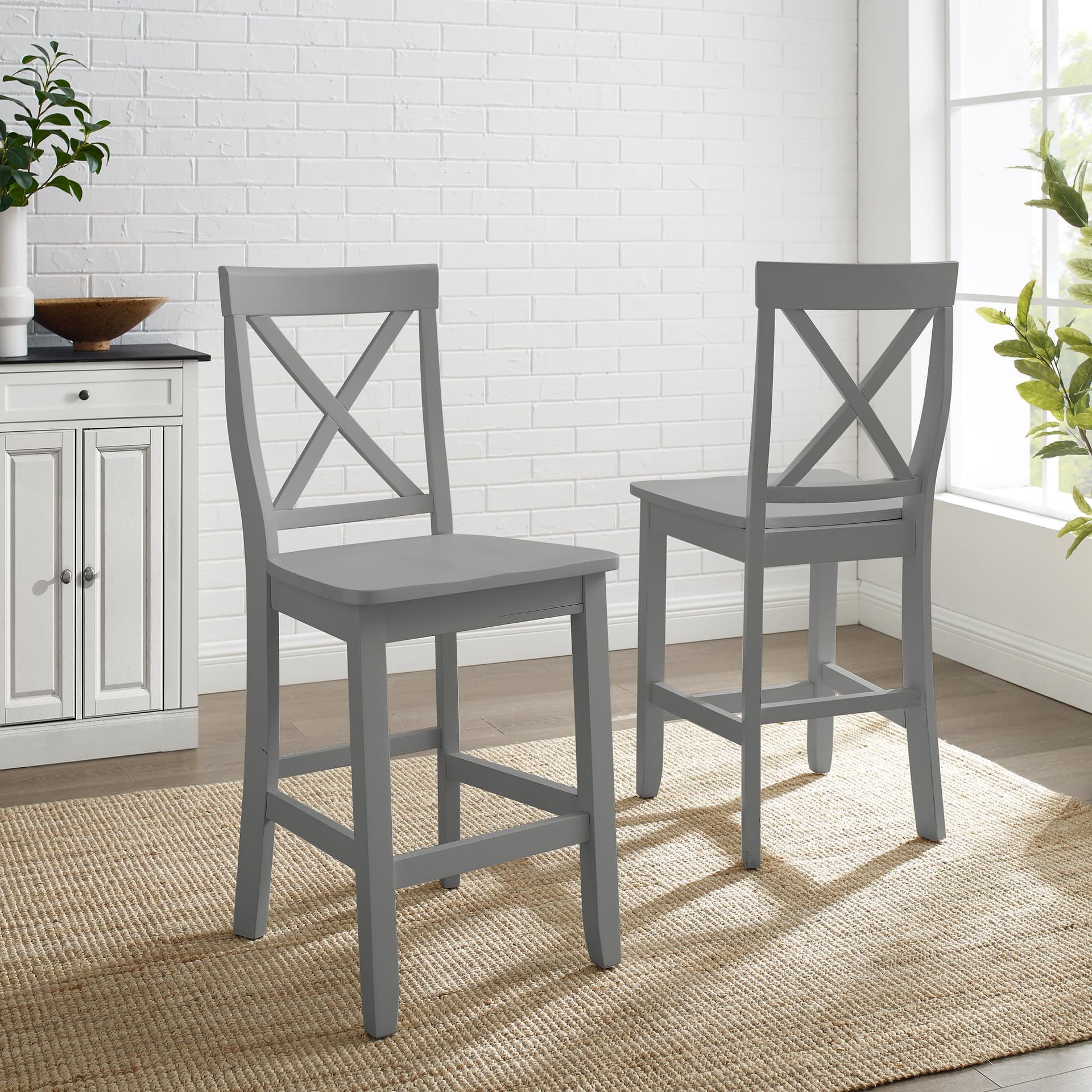 X-Back 2-Piece Counter Height Bar Stool Set