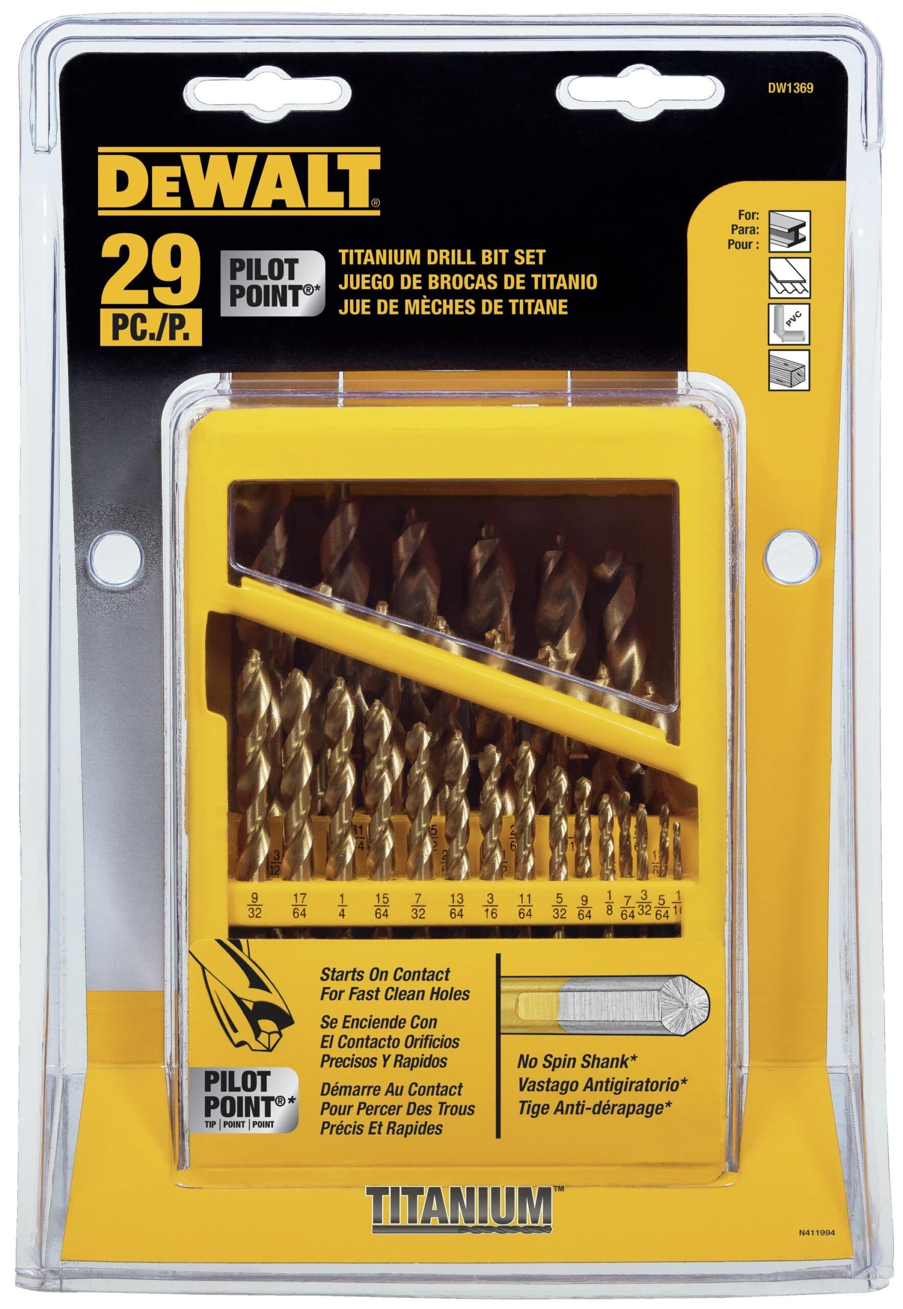 29pc Titanium Pilot Point Drill Bit Set