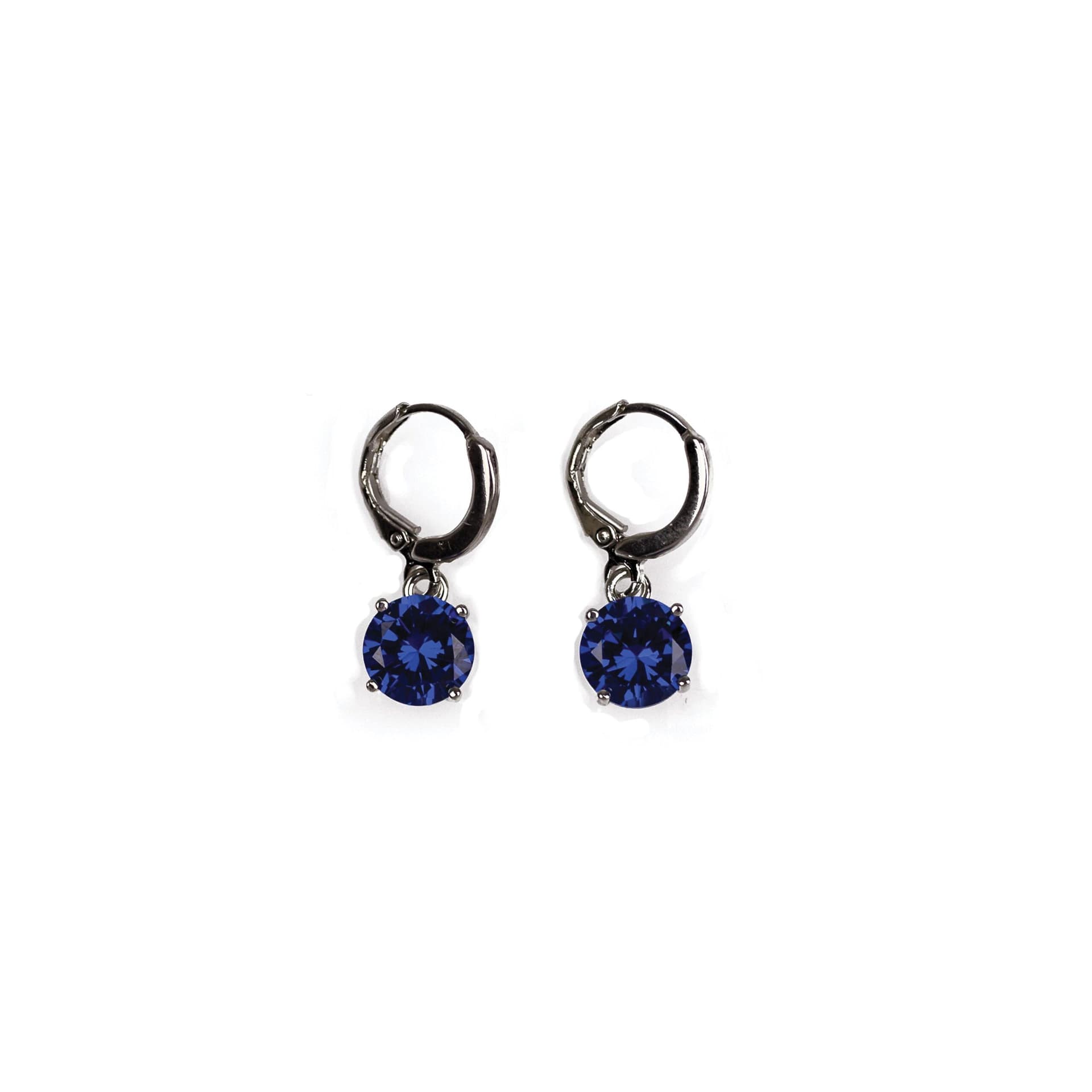Round Cut Crystal Solitaire Earrings in Blue